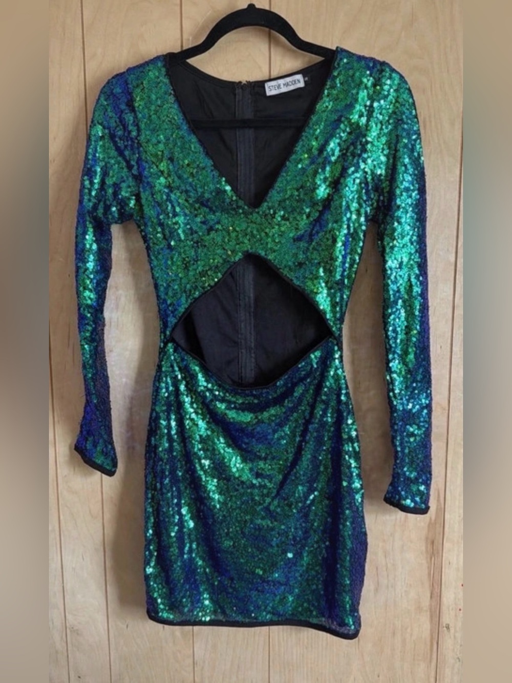 Steve Madden Green Blue Sequin Cutout Dress
